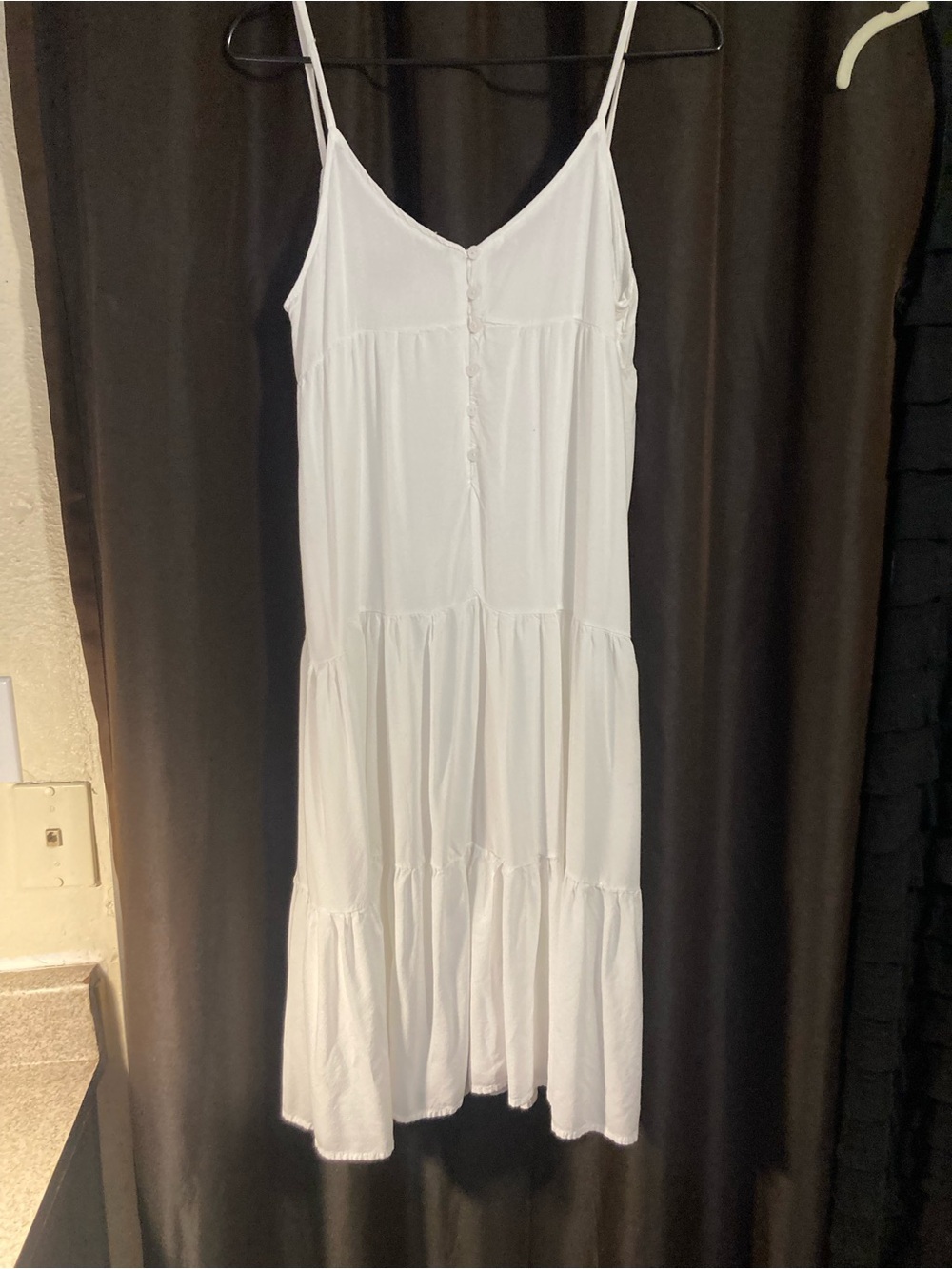 White Tiered Slip Chemise with Spaghetti Straps